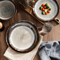 Melamine Dinnerware Set, 12 Pcs Dishware Sets, Plate and Bowl Set Service for 4, Lightweight and Unbreakable Dinnerware Sets for Camping, Great for RV, Dishwasher Safe, Sahara Beige and Blue - color: Sahara Beige