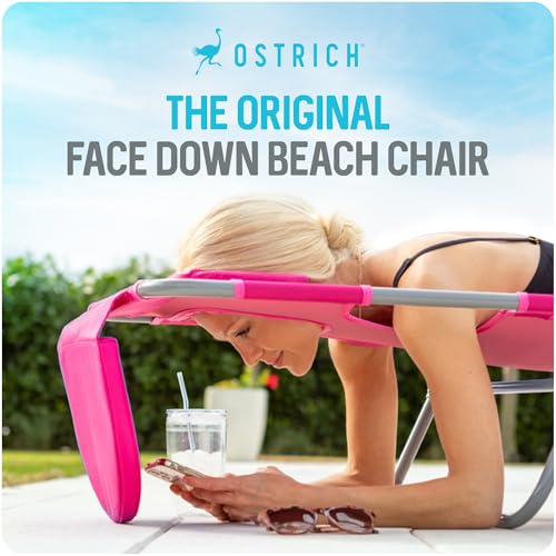 Ostrich the Original 3N1 Lightweight Beach Reclining Lounge Chair with Footrest, Outdoor Furniture for Patio, Balcony, Backyard, or Porch, Pink - color: Pink, style: Standard 3N1