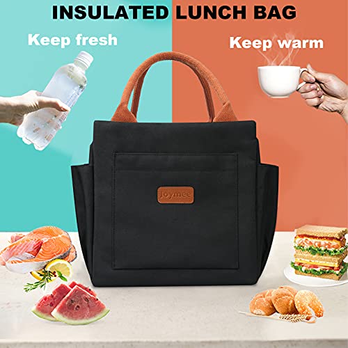 Joymee Lunch Bag Women Insulated Lunch Box Reusable Leakproof Large Spacious Cooler Tote for Women Men Adult with Bottle Holder and Side Pockets for Work Office Travel Picnic - Black - color: 04 Black