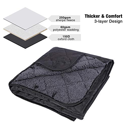 REDCAMP 79"x79" Large Warm Camping Blanket Waterproof & Windproof with Fleece Lining, Outdoor Blanket for Cold Weather Stadium Picnic Travel, Machine Washable Black - color: Black&grey/79"x79"