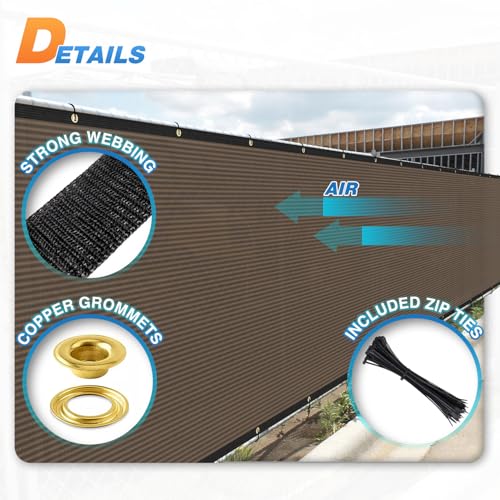 TANG 4' x 20' Privacy Fence Screen Brown Shade Cloth with Grommets, Chain Link Fence Panels Outdoor Mesh Fabric Fencing, Balcony Windscreen Cover,Temporary Garden Fencing for Yard Deck Pool - color: Brown, size: 0 4' x 20'
