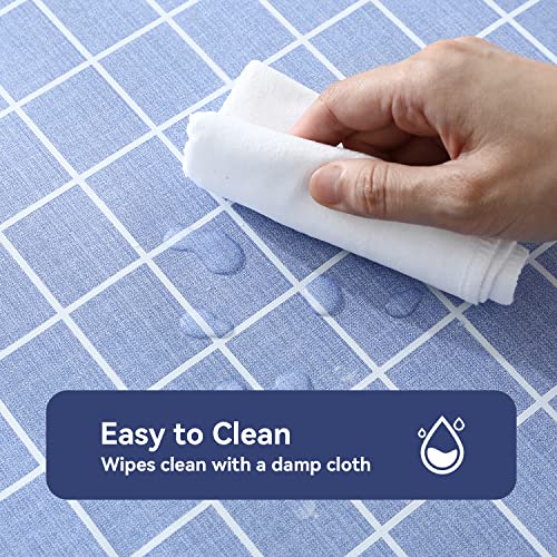 Romanstile Rectangle Vinyl Tablecloth, 100% Waterproof Oil-Proof Checkered Plastic Table Cloth, Heavy Duty Wipeable Table Covers for Dining, Camping, Picnic, Outdoor - 54 x 78 Inch, Blue - color: Blue, size: 54" x 78" (Rectangular)