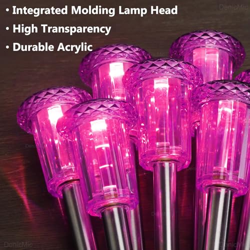 DenicMic Solar Lights Outdoor 10 Pack Waterproof Pink LED Stainless Steel Stake Outside Lights for Yard Pathway Garden Driveway Walkway Landscape Path Lighting Mothers Day Gifts for Mom - color: Pink 10Pack