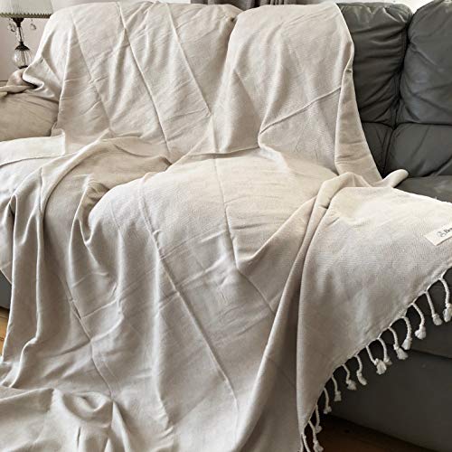 Bersuse 100% Cotton Milas XL Throw Blanket for Couch - 100% Cotton Lightweight Durable Throw Blanket, Big Blanket for Sensitive Skin, Decorative and Versatile - 60x90 Inches, Beige - color: Beige