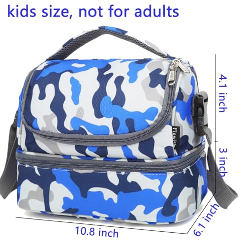 FlowFly Kids Double Decker Cooler Insulated Lunch Bag Large Tote for Boys, Girls, Men, Women, With Adjustable Strap, Blue Camo - color: Blue Camo