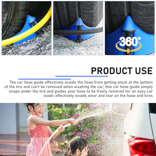KVAEY 4 PCS Car Hose Guide, Durable Plastic Tire Hose Guide Preventing Stucking and Snagging Under Tires, Non-Slip Hose Guide for Car Wash Detail Fits SUV Pickup Truck RV ATV (Blue) - color: Blue