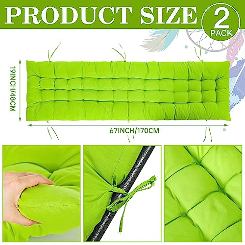 Bucherry 67 x 19 Inch Chaise Lounge Cushions Soft Lounge Chair Cushion Gravity Chair Cushion Sofa Lawn Furniture Cushion Pad with 6 Tie for Outdoor Indoor Patio Home Without Headrest (Green,2 Pcs) - color: Green