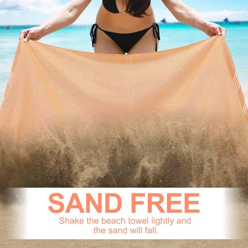 Genovega Oversized Turkish Beach Towels 74"x38" Thin Quick Dry Sand Free Pool Swim Bathing Towel Extra Large Blanket Adult Travel Essentials Cruise Accessories Must Haves Summer Orange Stuff