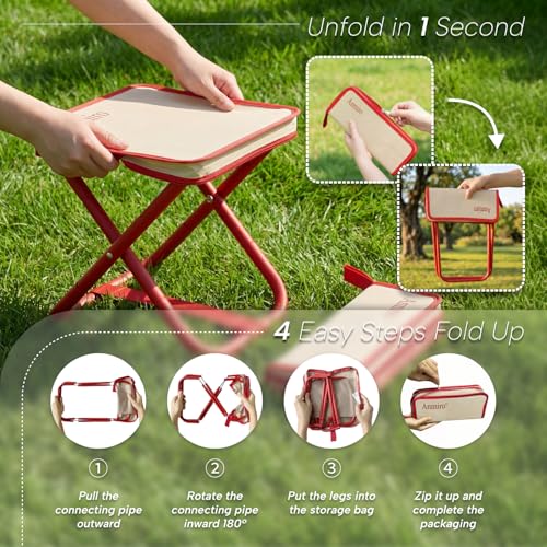 Portable Stool Camping Stool,Mountaineering and Hiking 12.6-Inch Portable Folding Stools for Outdoor Gardening and Beach Camping Fishing,Folding Stool with Carry Bag to 200LB Load Capacity