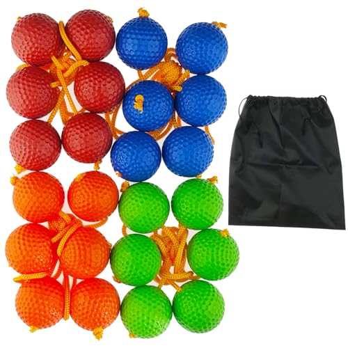 12 Pack Ladder Balls Ladder Toss Balls Replacement with Storage Bag for Toss Match - color: Red Blue Orange Green