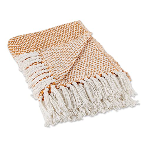 DII Woven Throw Collection 100% Cotton, Basketweave, 50x60, Pumpkin Spice - color: Pumpkin Spice, size: 50x60"