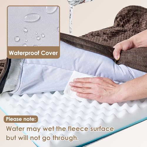 EHEYCIGA Large Dog Bed Memory Foam for Crate, Orthopedic Dog Bed Large Size Dogs with Washable Removable Cover, Waterproof Pet Sofa Couch with Nonskid Bottom, 35x22x6, Brown - color: Brown, size: 35.0"L x 22.0"W x 6"Th