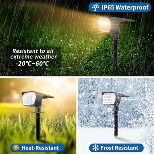 WENATY Solar Spot Lights Outdoor Waterproof IP65, 6 Pack Landscape Spotlights with 46 LEDs, 3 Modes Auto On/Off Solar Powered Flood Lights for Outside Pathway, Yard, Garden, Walkway (Warm White) - color: Warm White, size: 6 Pack