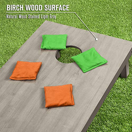 GoSports 4 ft x 2 ft Regulation Size Wooden Cornhole Boards Set - Includes Carrying Case and Bean Bags (Choose Your Colors) Over 100 Color Combinations - color: Bright Green & Orange