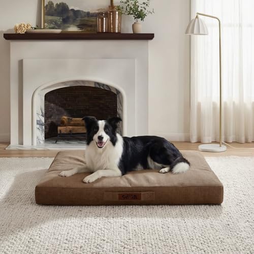 Sytopia 36-Inch Indestructible Waterproof Orthopedic Dog Bed, Chew Proof L for Giant and Extra Large Dogs, Supports Up to 60 lbs, for Indoor and Outdoor Use, Great Pet Gift for Crate, Brown - color: Brown, size: 36.0"L x 27.0"W x 3.0"Th