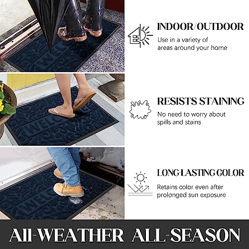 Yimobra Large Welcome Mat 36x24, Waterproof Non-Slip Outdoor Mats for Front Door Outside Entrance, Low-Profile Entryway Mat Indoor for Garage Patio, Blue - color: Blue, size: 36x24 Inch