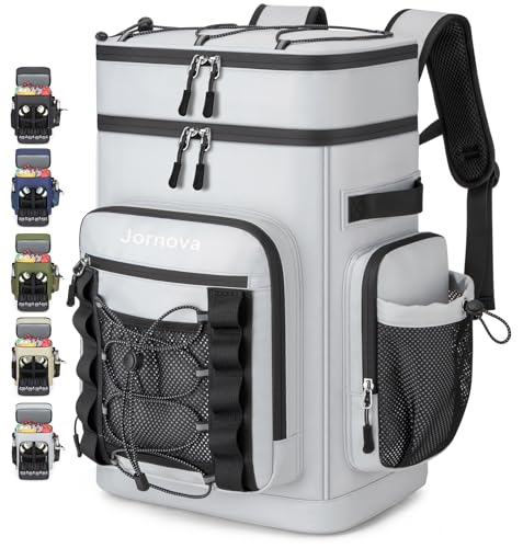 Insulated Cooler Backpack, 40L Leakproof Backpack with Double Compartments for Men & Women, Large Lunch Cooler for Camping, Beach, Travel, Picnic, Up to 48 Cans - color: Gray