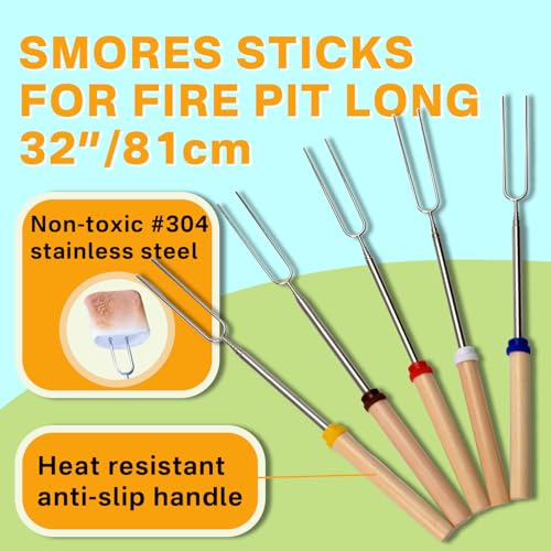 6-in-1 Dutch Oven Camping Accessories Kit - Campfire Cooking Equipment with Marshmallow Roasting Sticks, Heat-Resistant Gloves, 16" Scissors Tongs, Lid Lifter & Lid Stand - size: 6 piece set