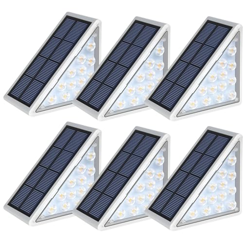 LED Solar Step Lights Waterproof Outdoor Stair Lights, Solar Deck Lights Outdoor Decor IP67 Solar Decoration Lights for Yard, Patio, Garden, Walkways, Front Door, Pathway, Driveway, Porch 6 Pack - color: Warm White, size: 6 Pack