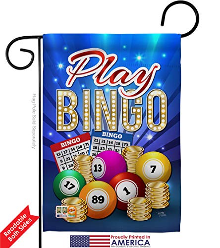 Play Bingo Garden Flag Set Wall Holder Interests Game Bunco Night Dice Poker Hobbies Leisure Activity Small Decorative Gift Yard House Banner Double-Sided Made In USA 13 X 18.5 - size: Garden Flag Set 13"x 18.5" w/ Wall Holder