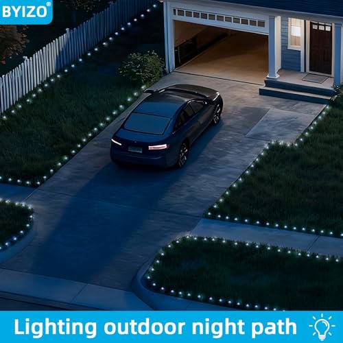 30 LED Solar Ground Lights Outdoor, Waterproof Solar Pathway Lights, LED Landscape Lighting for Garden, Patio, Driveway, Walkway - White - color: White, size: 24.6FT