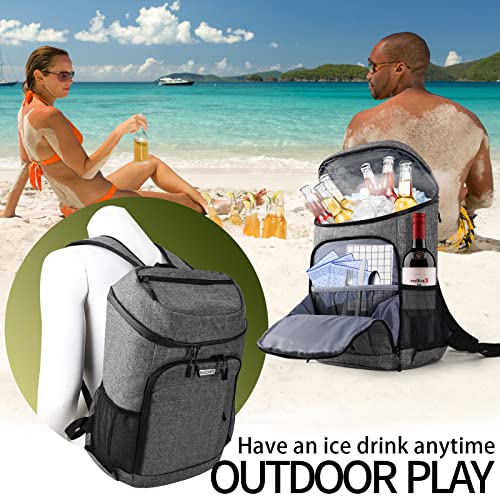 BAGLHER Lightweight Insulated Cooler Backpack - 30 Cans, Leak-Proof for Lunch, Picnic, Hiking, Camping Trips - color: grey-plus
