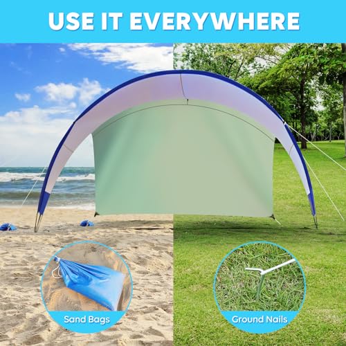 TOBTOS UPF 50+ Pop Up Beach Tent, Easy Set Up Beach Umbrella, Sun Shelter for 2-3 People UV Protection Portable Sunshade, Baby Canopy Cabana, Lightweight with Carry Bag - style: Blue for 4-6 Person