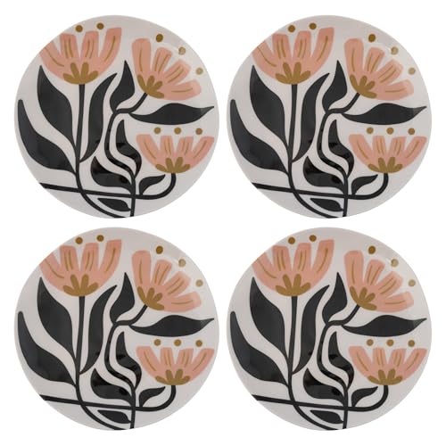 Karma, 8.75 inches Melamine Salad Plates Set of 4, Reusable Dishwasher Safe Plates for Outdoor and Indoor, Mod Floral - color: Mod Floral