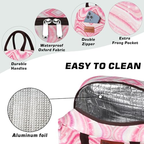 BALORAY Lunch Bag for Women Men Cute Reusable Insulated Lunch Box Large Capacity Lunch Tote Bag for Work, Picnic or Travel(Shimmery Pink) - color: Shimmery Pink, size: M