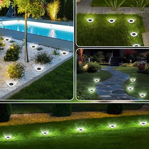 INCX Solar Ground Lights, 24 Pack Solars Light Outdoor Waterproof, Solar Garden Lights Landscape Lighting for Patio Pathway Lawn Yard Deck Driveway Walkway, Cold White - color: Cold, size: 24 pack