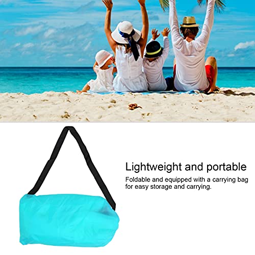 Foldable Air Mattress, Portable Inflatable Sleeping Bed, Blue - Lightweight Design, Quick Inflation, Ideal for Outdoor Camping and Beach Use