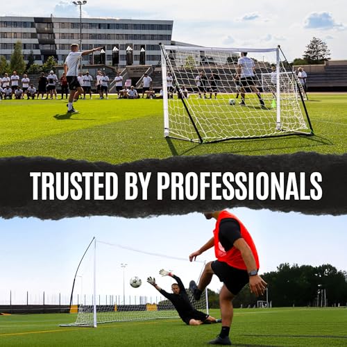 QuickPlay Kickster Elite Portable Soccer Goals - Ultra Fast Setup Weighted Training Goals for Backyard, Turf & Indoor Use - Durable Soccer Nets for Home & Team Practice - style: 18.5 x 6.5'