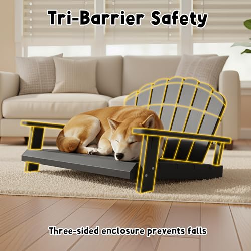 Fancyango Resin Dog Sofa Indoor Outdoor Waterproof Bed Stable Resin Comfort Design - Easy Assembly in Minutes (Black 35.24''*29''*18.5'') - color: Black