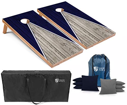 Tailgating Pros Pyramid Design Lightweight Cornhole Board Set w/Built-in LEDs - 4'x2' Regulation Cornhole Game - color: Navy/Navy