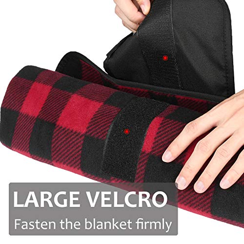 Tirrinia Large Waterproof Outdoor Blanket, Soft Warm Windproof Stadium Blanket with Sherpa Fleece and Foldable for Outdoor Sport, Baseball, Football, Beach, Concerts, Car - color: Red-black Plaid, size: 59" x 79"