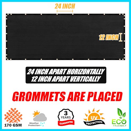 ShadeMart 4' x 50' Black Fence Privacy Screen Windscreen Shade Fabric Cloth HDPE, 90% Visibility Blockage, with Grommets, Heavy Duty Commercial Grade, Cable Zip Ties Included (We Customize Size) - color: Black, size: 0 4' x 5 0'