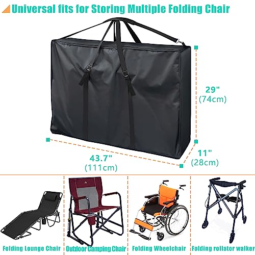 Kovshuiwe Large Outside Chair Storage Bag, 600D Chair Carry Bag for Zero Gravity Chair Cover, Heavy Duty Folding Lounge Chair Carrying Case, Extra Large Moving Bags with Zippers