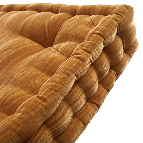 20" x 20" Yellow Velvet Floor Pillow – Plush Luxe Accent for Lounging & Décor