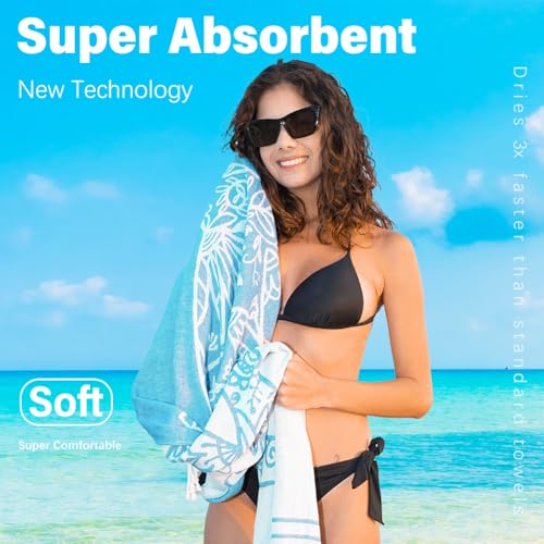 Widdonen Thin Turkish Beach Towel Quick Dry Absorbent Cotton Lightweight Bath Pool Towels Extra Large Oversized Sand Free Beach Stuff Cloud Adults Gift - color: 2 Pack Whale Turtle, size: X-large(79 X 36 Inches,200 X 90 Cm)