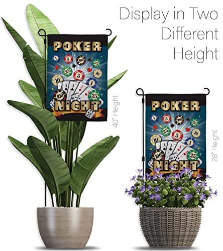Breeze Decor Poker Night Garden Flag Set with Stand Interests Games Bunco Dice Bingo Hobbies Leisure Activity House Decoration Banner Small Yard Gift Double-Sided, Made in USA