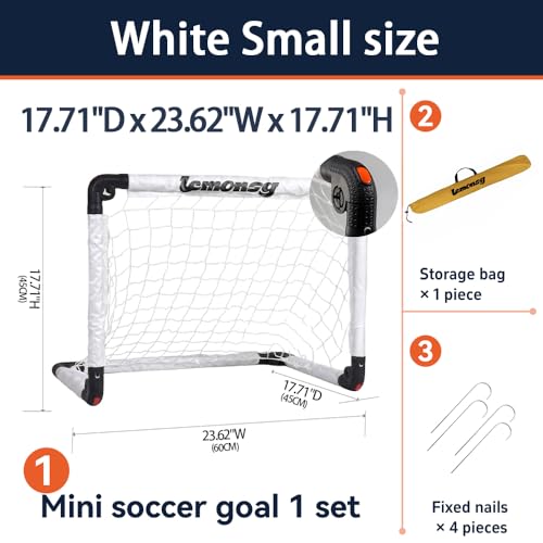 Small Soccer Goals for Kids, Foldable Mini Soccer Goal Set with Portable Soccer Net for Kids, Kid Soccer Goal for Indoor Outdoor Backyard Play, Soccer Toy Gift for Children - size: Elite White: 23.62×17.71×17.71 inch in goal
