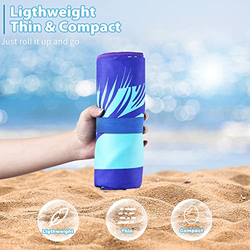 2 Pack Microfiber Lightweight Beach Towel 71"x32" Oversized Extra Large Thin Sand Free Towels Travel Swim Pool Yoga Gym Camping for Adults Women Men Beach Essentials Accessories Vacation Gift - color: 2 Pack Dolphin Shark