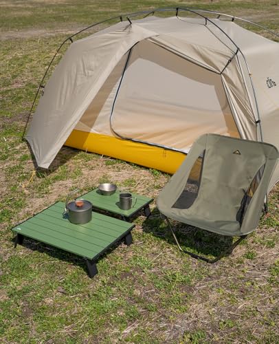 iClimb Ultralight Compact Mini Beach Picnic Folding Alu. Table with Carry Bag, Two Size (Green, L) - color: Green, size: Large