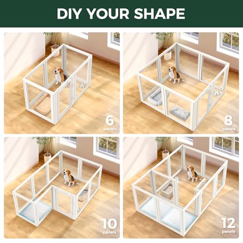FXW AuraSpace Acrylic Indoor Dog Playpen for Medium Dogs, 35 Inch, 10 Panels, White - color: White, size: 35"H
