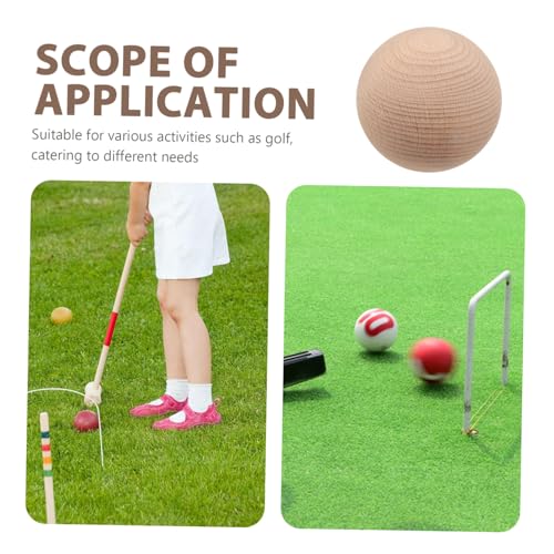 SUPVOX 3Pcs Beech Wood Golf Ball Set for Outdoor Games Multi-Functional Balls for Croquet Bocce and Backyard Activities Family Fun