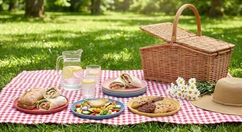8 PCS Wheat Straw Plates, Kaloo 7.7 Inch Melamine Reusable Plastic Unbreakable Dinner Plates for kitchen, Dishwasher & Microwave Safe (4 colors)