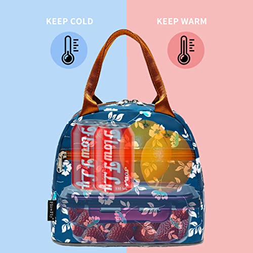 FlowFly Insulated Lunch Cooler Bag - Tote Bag Organizer for Women/Men, Floral#White - color: Floral#White