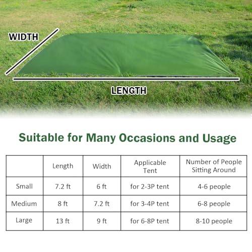 AYAMAYA Tent Footprint, PU 3000 Waterproof Tent Ground Cloth Large Size for 2-8 Person Family Camping Tents Ground Sheet Mat with 6 Tent Stakes for Camping Hiking Picnic - 13x9FT /8x7FT /6x7FT /5x7FT - size: 6ft X 7ft