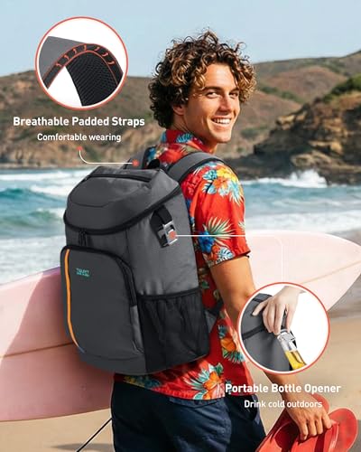 TOURIT Cooler Backpack Lightweight Insulated Backpack Cooler Leak-Proof for Men and Women, Sports Fan Coolers - color: 01-Grey