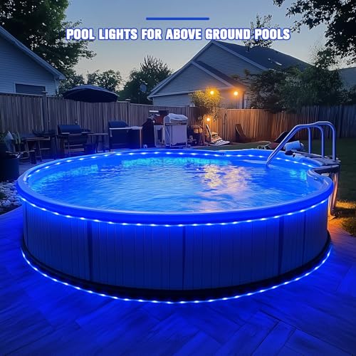 JMEXSUSS 200 LED Pool Accessories Solar Rope Lights Outdoor, 72ft IP 65 Outdoor Waterproof Solar Pool Lights with 8 Modes, Blue Solar Christmas Lights for Trampoline Fence Yard Walkway Christmas - color: Blue, size: 200 LED